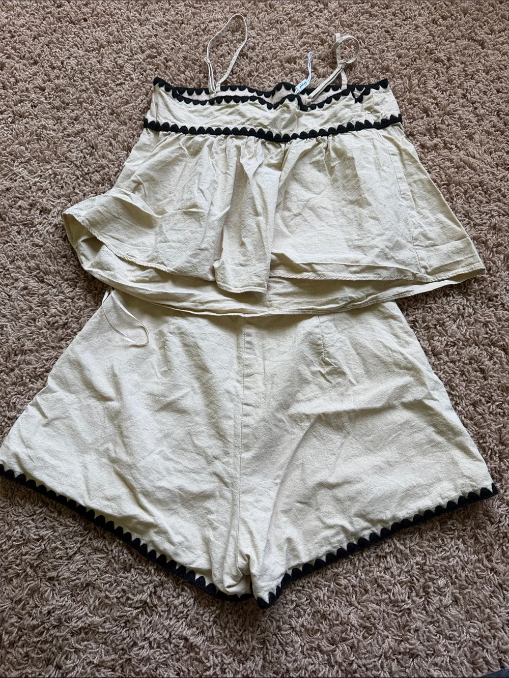 Petal & Pup Cream High Waist Shorts with Black Trim